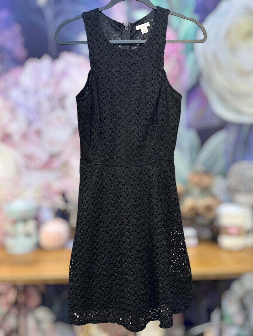 Xhilaration M Black Eyelet Lace Dress Romantic Goth Dark Romantic Sleeveless